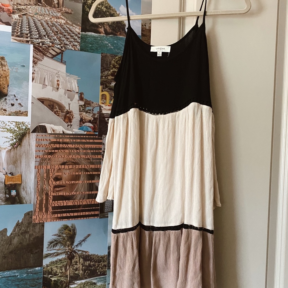 Boho cold shoulder shift dress